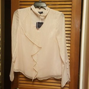 NWT Kaari blue pink pin stripped top size xs